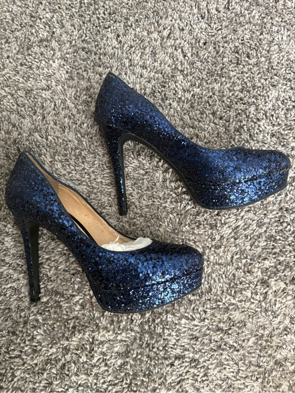 Gianni Bini Navy Blue Glitter Platform Pumps Heels Size 9.5M Sparkly